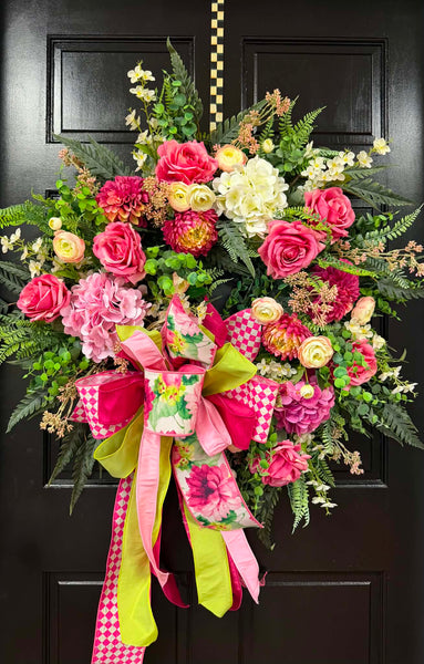 READY to SHIP* - Tickled Pink Blooms Wreath