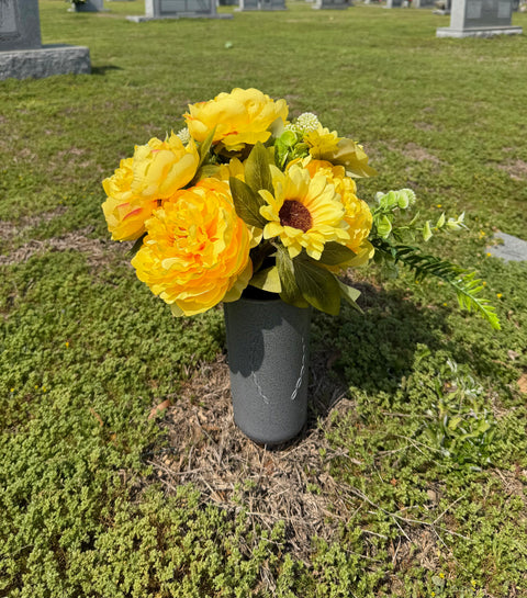 22" Peony/Sunflower/Foliage Bush x12 - Yellow