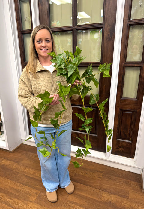 42" Natural Touch Garden Ivy Hanging Bush - UV protected - Green