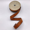 Burnt Orange Fuzzy Felt w/ Black & White Striped Edge Wired Ribbon - 1.5 x 10yds