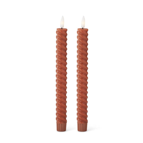 9.75" Set of 2 Taper Spiral Candles (Battery Operated) - Rust