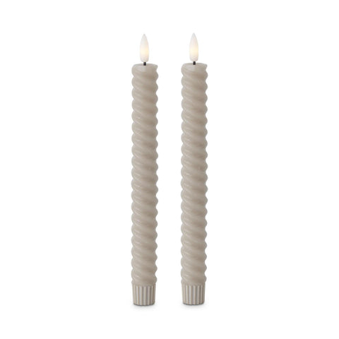 9.75" Set of 2 Taper Spiral Candles (Battery Operated) - Taupe