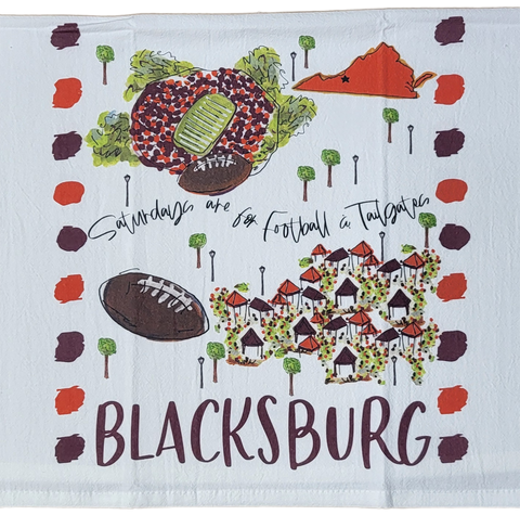 19" x 28" Cotton College Town Tea Towel - Blacksburg, VA
