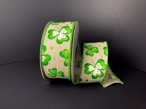 Shamrock Burlap Wired Ribbon - 1.5" x 10yds