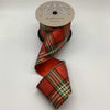 Red & Green Christmas Plaid Wired Ribbon - 4" x 10yds