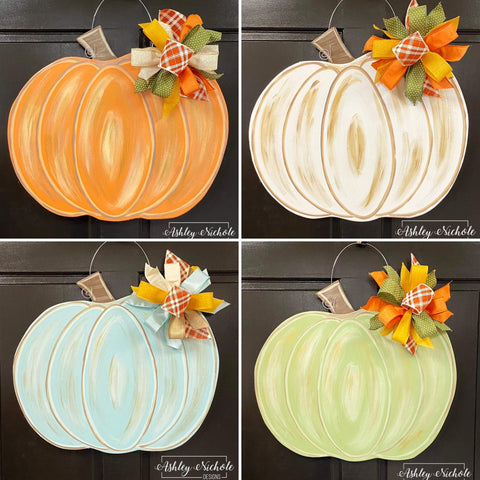Pumpkin Distressed - Cool Tones - Door Hanger - Choose your Color!
