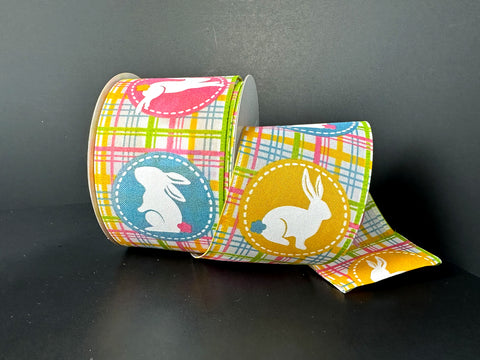 Pastel Scrapbook Bunnies Wired Ribbon - 2.5" x 10yds