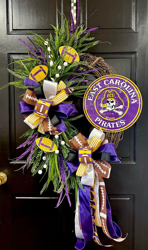Collegiate Football Sign Wreath - East Carolina University