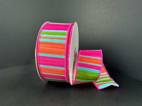 Colorful Summer Stripes Wired Ribbon - 1.5" x 10yds