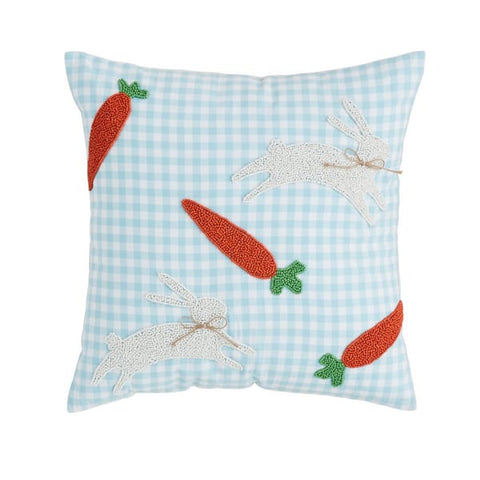 Carrot Bunny Easter Pillow with Bead Appliqués