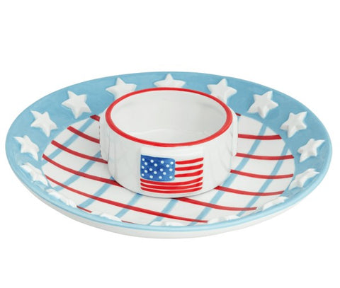 Americana Chip and Dip Set - Blue