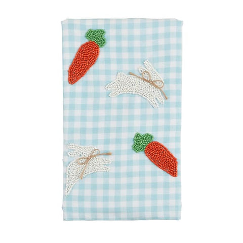 Bunny & Carrot Beaded Tea Towel