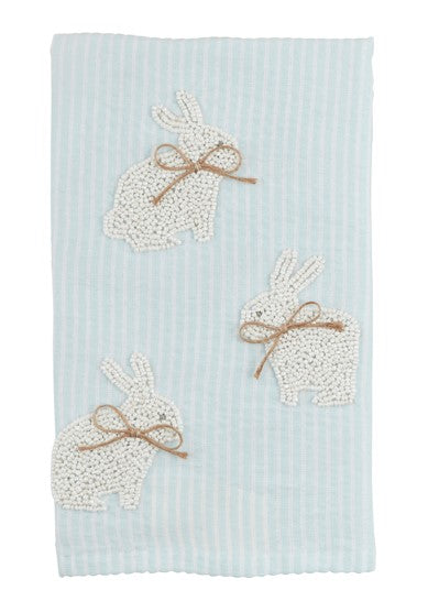 Easter Bunny Beaded Hand Towel - Blue