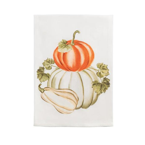 Pumpkin and Gourd Printed Towel - White