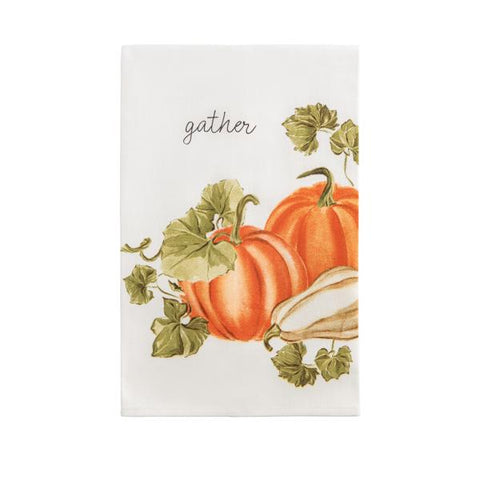 Gather Pumpkin Printed Towel - White