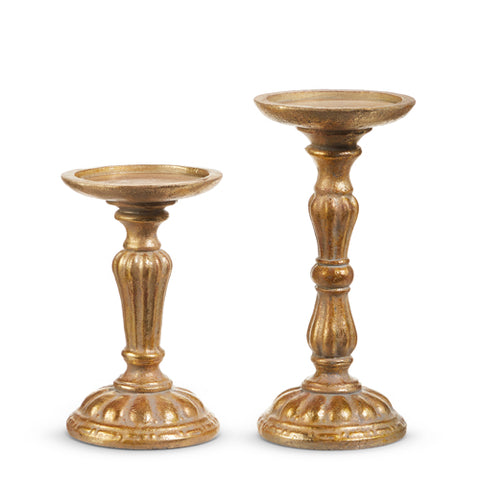 9.5" Candle Holders - Antique Gold - Set of 2