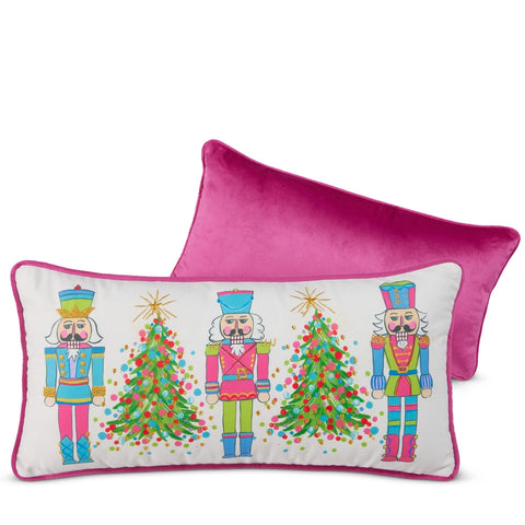 22" Candy Shop Trees and Nutcrackers Lumbar Pillow