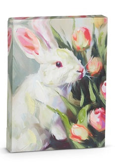 8" Tulip Rabbit Wall Art - Right Facing Bunny Canvas