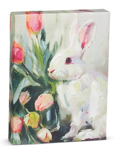 8" Tulip Rabbit Wall Art - Left Facing Bunny Canvas