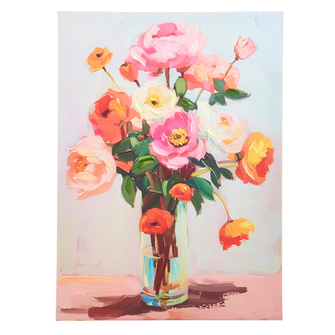 21.5" Medium Orange Floral Wall Art Canvas