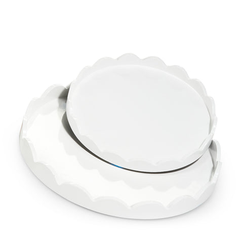 16" Round Scalloped Tray - White - Set of 2