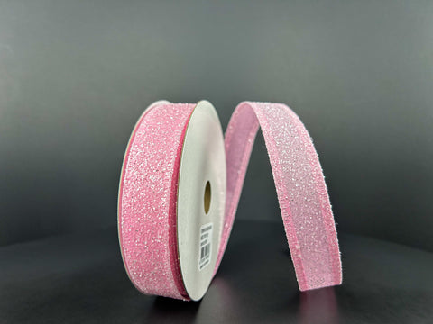 Light Pink Glitter Wired Ribbon - 7/8" x 10yds
