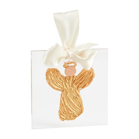 Angel Acrylic Ornament - White/Gold