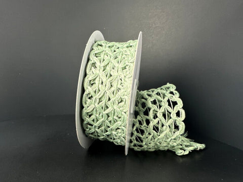 Mint Green Scallop Weave Wired Ribbon - 1.5" x 10yds