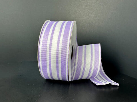Lavender & White Stripes Wired Ribbon - 1.5" x 10yds