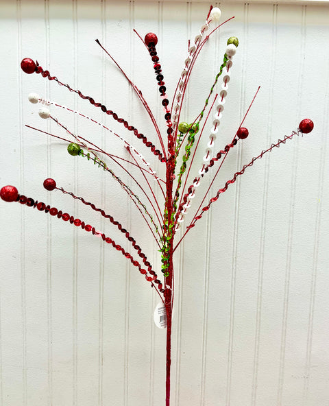 Sophisticated Sequin Ball Spray - Red/White/Green