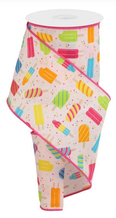 Muticolor Popsicles Wired Ribbon - 4" x 10yds