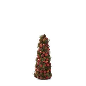 12.75" Orange Pods, Pine & Pinecone Cone Tree