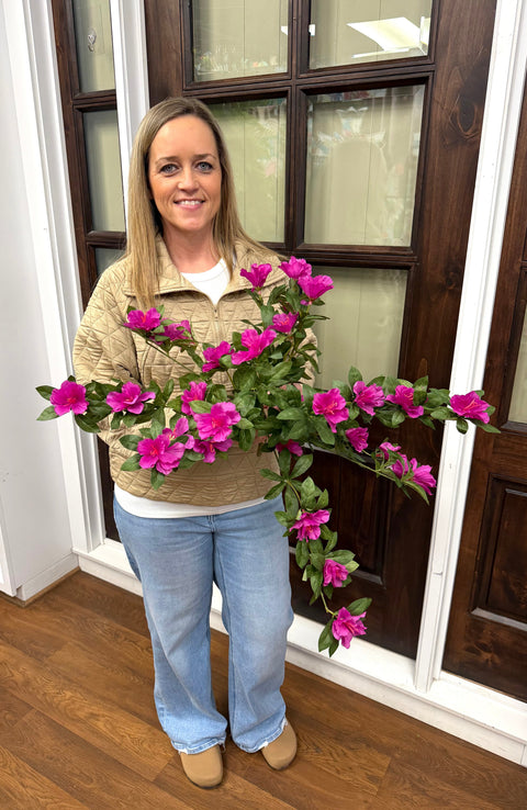 24" Hanging Azalea Plant - Fuschia - UV Treated