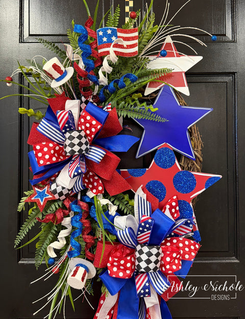 Glitter Star Stack Patriotic Wreath