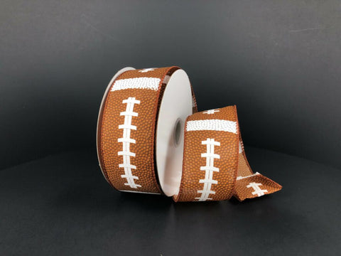 Football Thick Satin Wired Ribbon - 1.5" x 10yds
