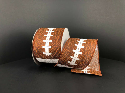 Football Linen Wired Ribbon - 2.5" x 10yds
