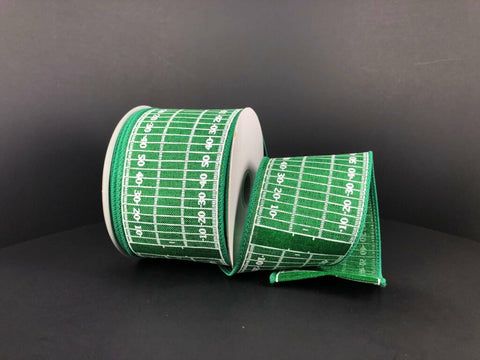 Football Field Linen Wired Ribbon - 2.5" x 10yds