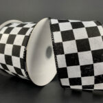 Black & White Checked Wired Ribbon - 2.5" x 10yds