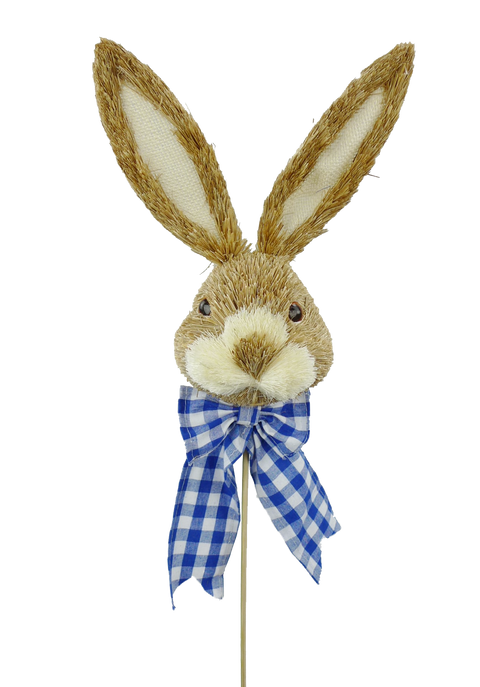 Bunny Head Pick with Blue Gingham Bow