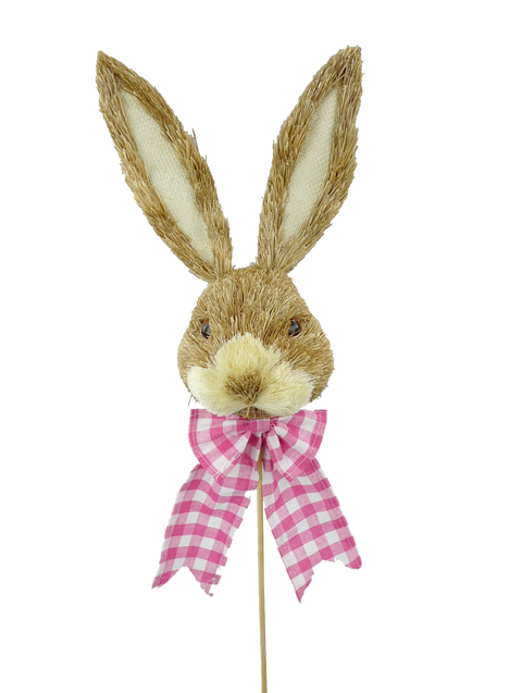 Bunny Head Pick with Pink Gingham Bow