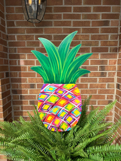Funky Fresh Pineapple - Summer - Corrugated Coroplast Yard Stake