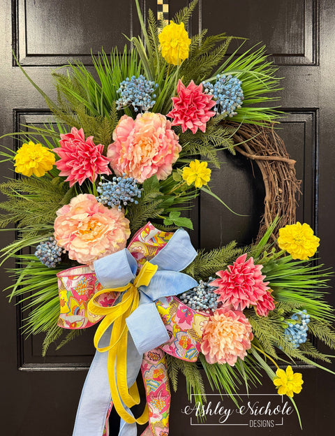 *READY to SHIP* - Pastel Blooms Floral Wreath