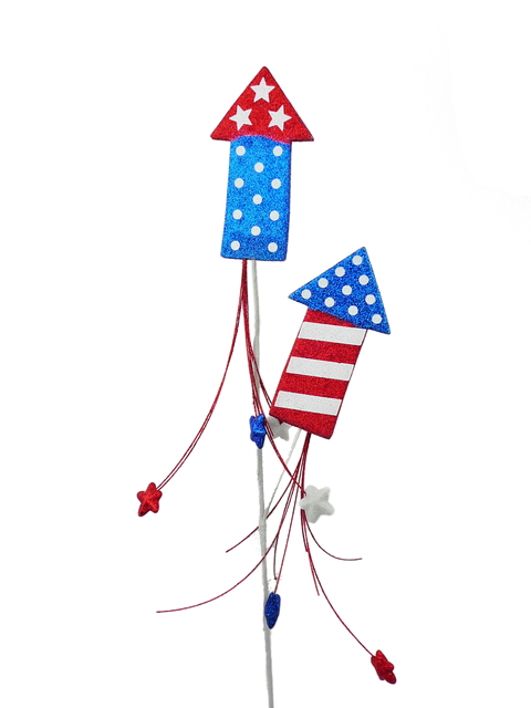 28" Glitter Rocket Spray x2 - Patriotic