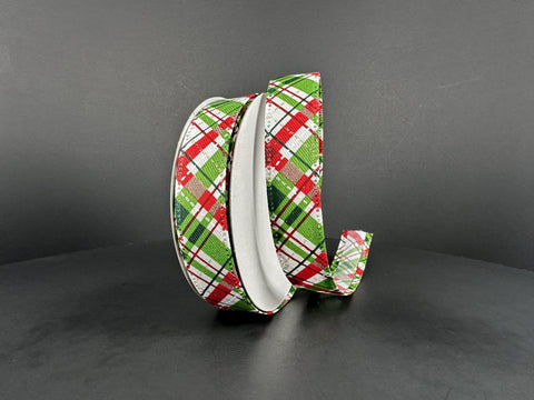 Christmas Plaid Wired Ribbon - 7/8" x 10yds