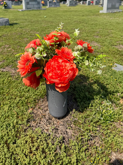 22" Peony/Sunflower/Foliage Bush x12 - Orange