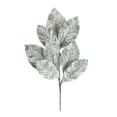 32.5" Glittered Magnolia Leaf Spray