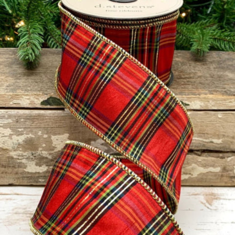 Metallic Plaid Dupioni Wired Ribbon - 2.5" x 10yds