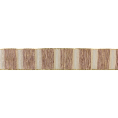 Tan Striped Polyester Wired Ribbon - 2.5" x 10yds