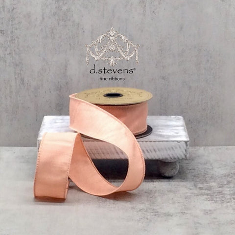 Peach Dupioni Wired Ribbon - 1.5" x 10yds