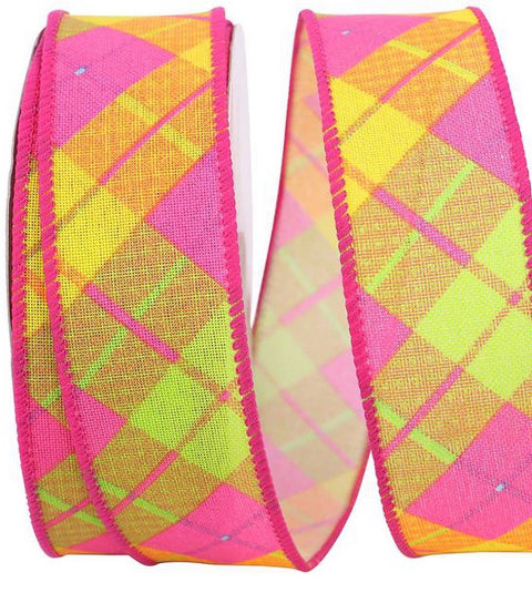 Summer Plaid Wired Ribbon - 1.5" x 10yds